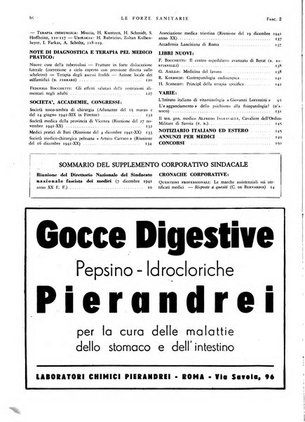 Le forze sanitarie organo ufficiale del Sindacato nazionale fascista dei medici e degli ordini dei medici