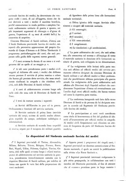 Le forze sanitarie organo ufficiale del Sindacato nazionale fascista dei medici e degli ordini dei medici