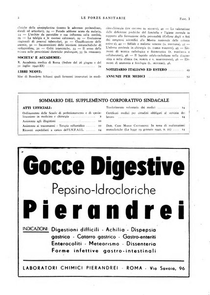 Le forze sanitarie organo ufficiale del Sindacato nazionale fascista dei medici e degli ordini dei medici