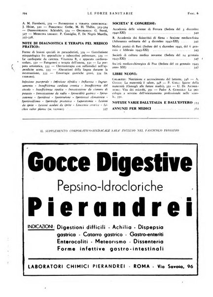 Le forze sanitarie organo ufficiale del Sindacato nazionale fascista dei medici e degli ordini dei medici