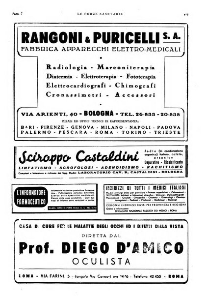 Le forze sanitarie organo ufficiale del Sindacato nazionale fascista dei medici e degli ordini dei medici