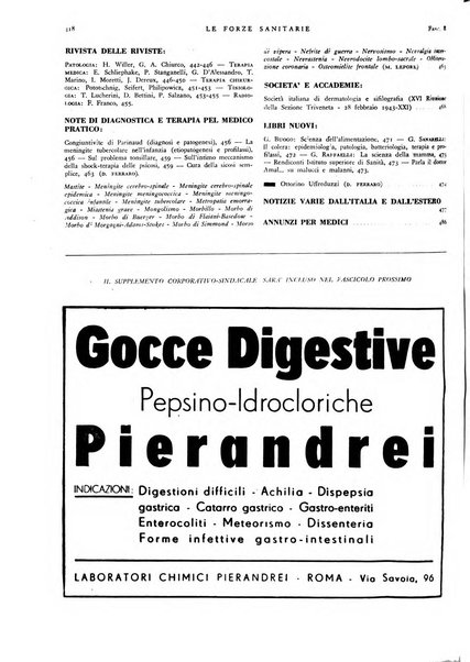 Le forze sanitarie organo ufficiale del Sindacato nazionale fascista dei medici e degli ordini dei medici