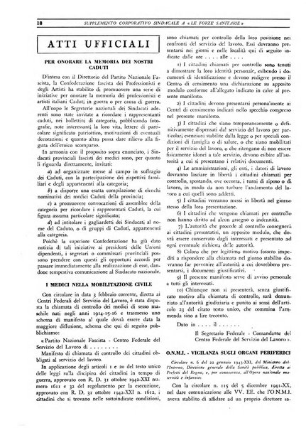 Le forze sanitarie organo ufficiale del Sindacato nazionale fascista dei medici e degli ordini dei medici