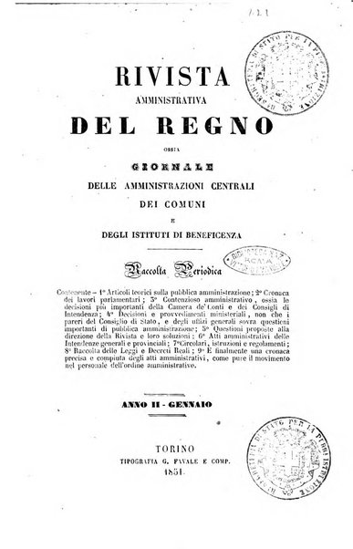 Rivista amministrativa del Regno ossia raccolta degli atti delle amministrazioni centrali, divisionali e provinciali dei comuni e degli istituti di beneficenza