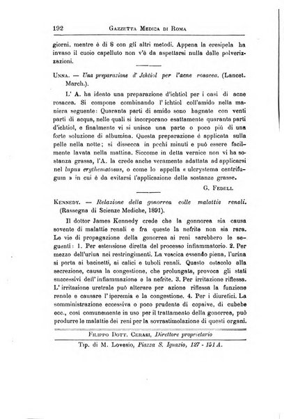 Gazzetta medica di Roma