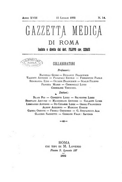 Gazzetta medica di Roma