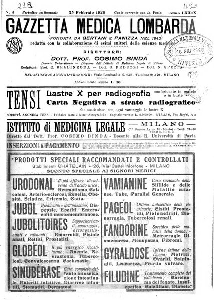 Gazzetta medica lombarda