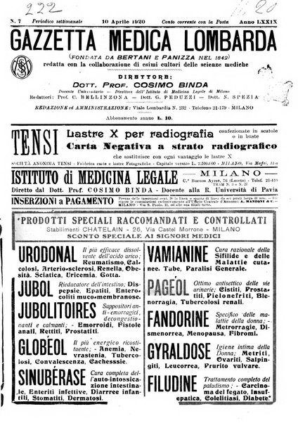 Gazzetta medica lombarda