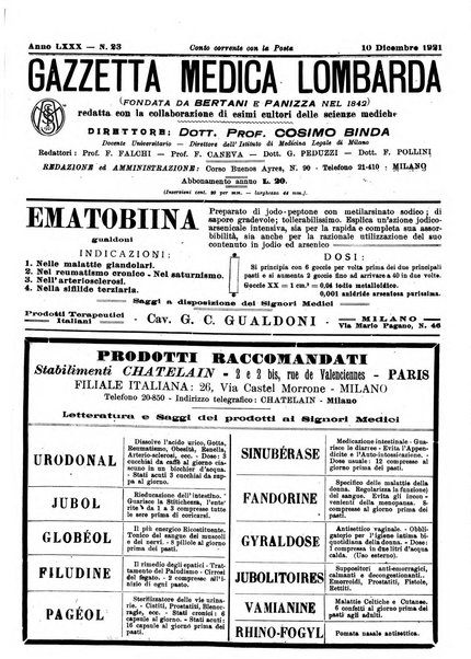 Gazzetta medica lombarda