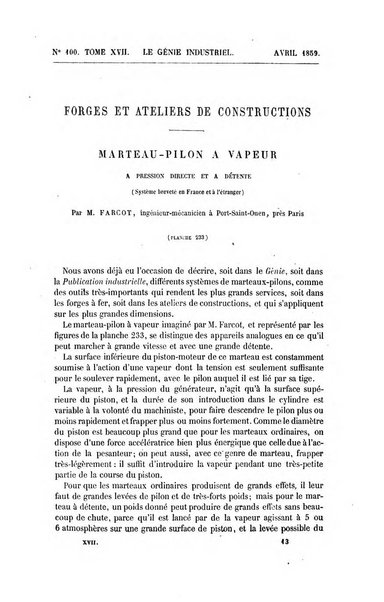 Le genie industriel revue des inventions francaises et etrangeres