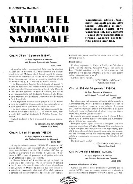 Il geometra italiano rivista di coltura tecnica e di difesa sindacale