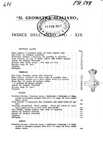 Il geometra italiano rivista di coltura tecnica e di difesa sindacale