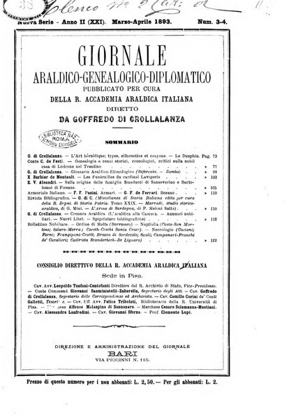 Giornale araldico, genealogico, diplomatico italiano