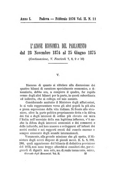 Giornale degli economisti organo dell'Associazione per il progresso degli studi economici