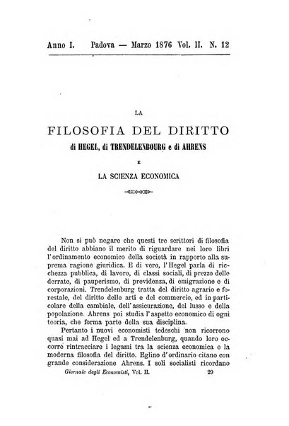 Giornale degli economisti organo dell'Associazione per il progresso degli studi economici