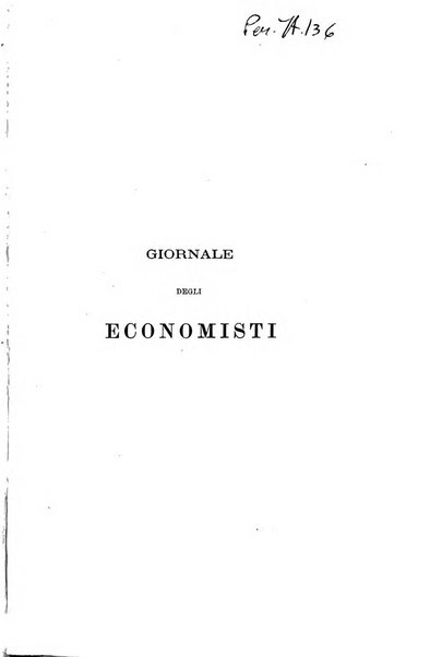 Giornale degli economisti organo dell'Associazione per il progresso degli studi economici