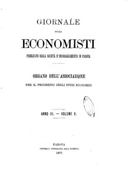 Giornale degli economisti organo dell'Associazione per il progresso degli studi economici