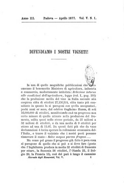 Giornale degli economisti organo dell'Associazione per il progresso degli studi economici