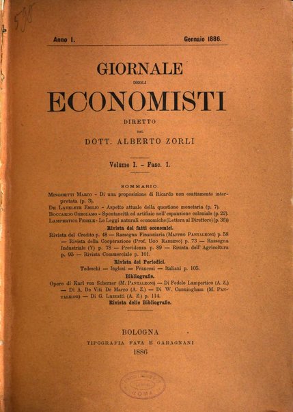 Giornale degli economisti organo dell'Associazione per il progresso degli studi economici