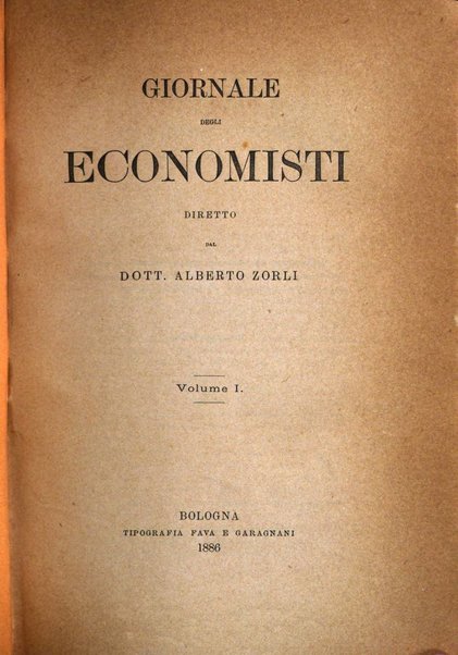 Giornale degli economisti organo dell'Associazione per il progresso degli studi economici