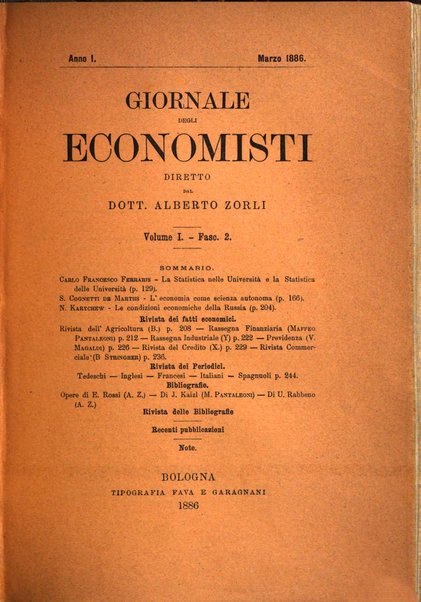 Giornale degli economisti organo dell'Associazione per il progresso degli studi economici