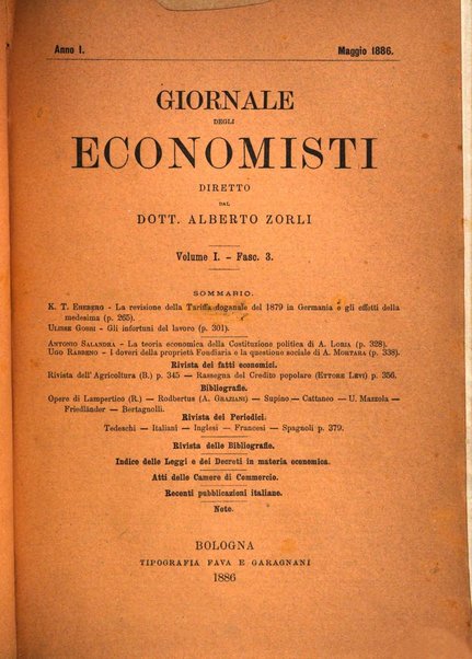 Giornale degli economisti organo dell'Associazione per il progresso degli studi economici