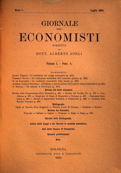 Giornale degli economisti organo dell'Associazione per il progresso degli studi economici