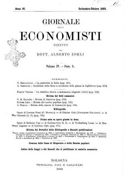 Giornale degli economisti organo dell'Associazione per il progresso degli studi economici