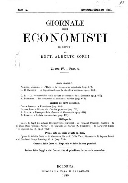 Giornale degli economisti organo dell'Associazione per il progresso degli studi economici