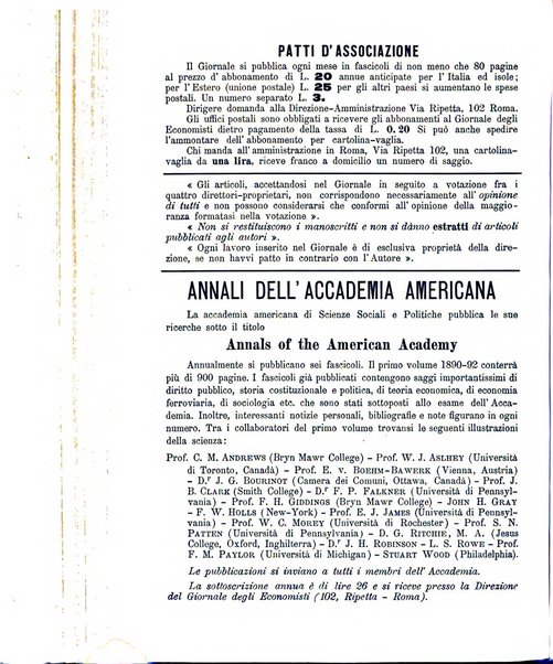 Giornale degli economisti organo dell'Associazione per il progresso degli studi economici