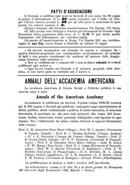 Giornale degli economisti organo dell'Associazione per il progresso degli studi economici