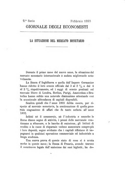 Giornale degli economisti organo dell'Associazione per il progresso degli studi economici