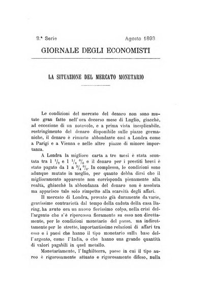 Giornale degli economisti organo dell'Associazione per il progresso degli studi economici