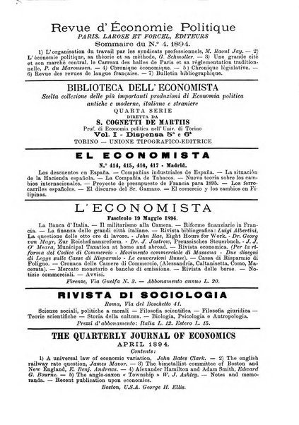 Giornale degli economisti organo dell'Associazione per il progresso degli studi economici