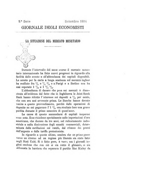 Giornale degli economisti organo dell'Associazione per il progresso degli studi economici