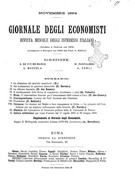 Giornale degli economisti organo dell'Associazione per il progresso degli studi economici