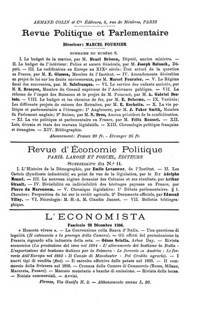 Giornale degli economisti organo dell'Associazione per il progresso degli studi economici