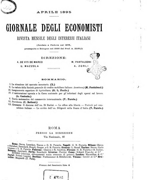 Giornale degli economisti organo dell'Associazione per il progresso degli studi economici