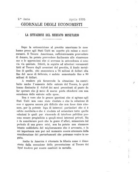 Giornale degli economisti organo dell'Associazione per il progresso degli studi economici