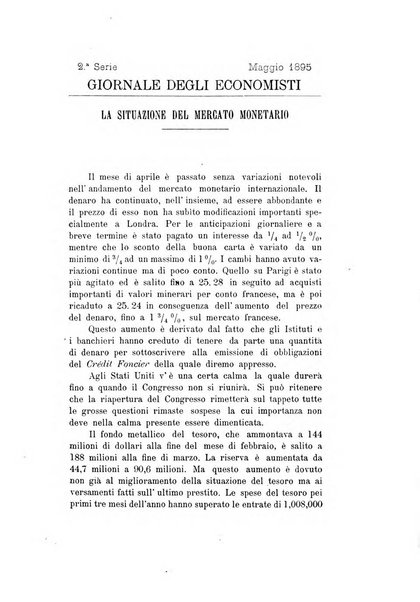 Giornale degli economisti organo dell'Associazione per il progresso degli studi economici