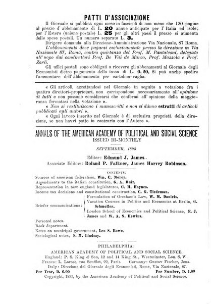 Giornale degli economisti organo dell'Associazione per il progresso degli studi economici