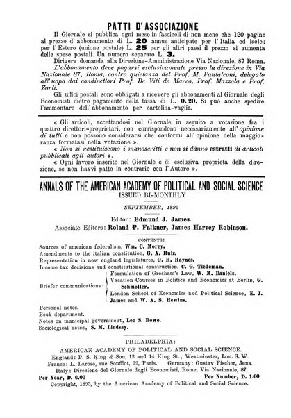 Giornale degli economisti organo dell'Associazione per il progresso degli studi economici