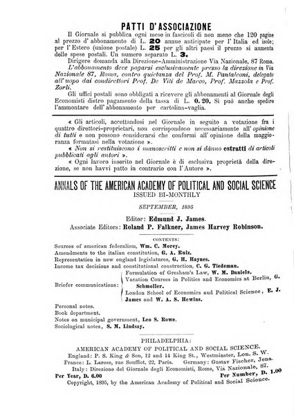 Giornale degli economisti organo dell'Associazione per il progresso degli studi economici