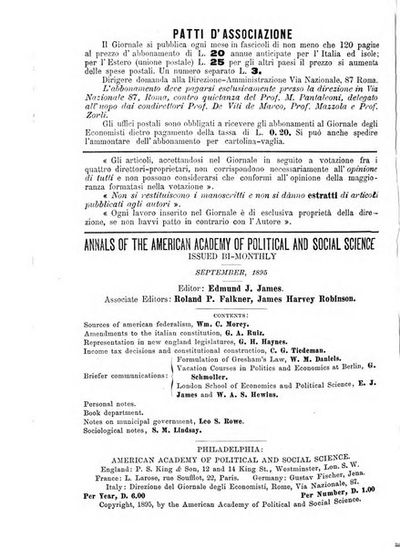 Giornale degli economisti organo dell'Associazione per il progresso degli studi economici