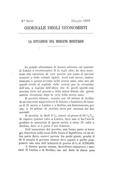 Giornale degli economisti organo dell'Associazione per il progresso degli studi economici