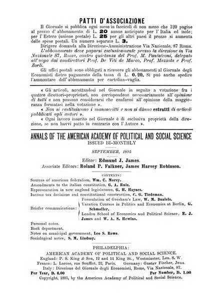 Giornale degli economisti organo dell'Associazione per il progresso degli studi economici