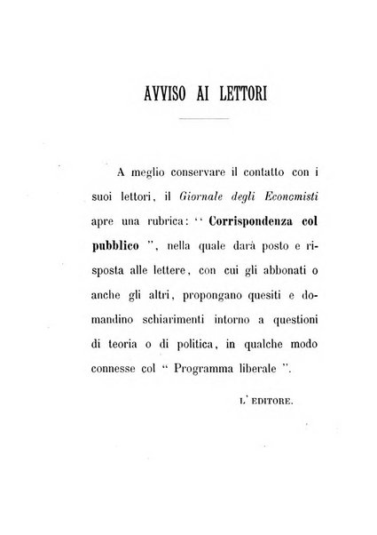 Giornale degli economisti organo dell'Associazione per il progresso degli studi economici