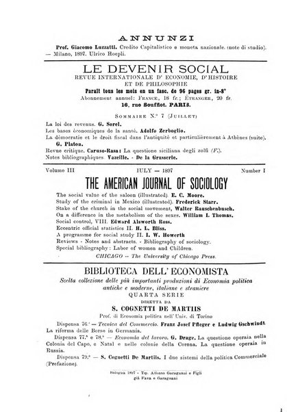 Giornale degli economisti organo dell'Associazione per il progresso degli studi economici