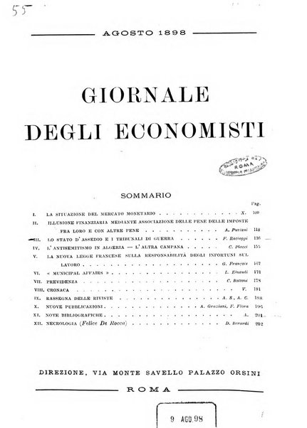 Giornale degli economisti organo dell'Associazione per il progresso degli studi economici