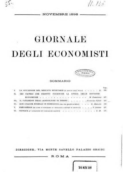 Giornale degli economisti organo dell'Associazione per il progresso degli studi economici